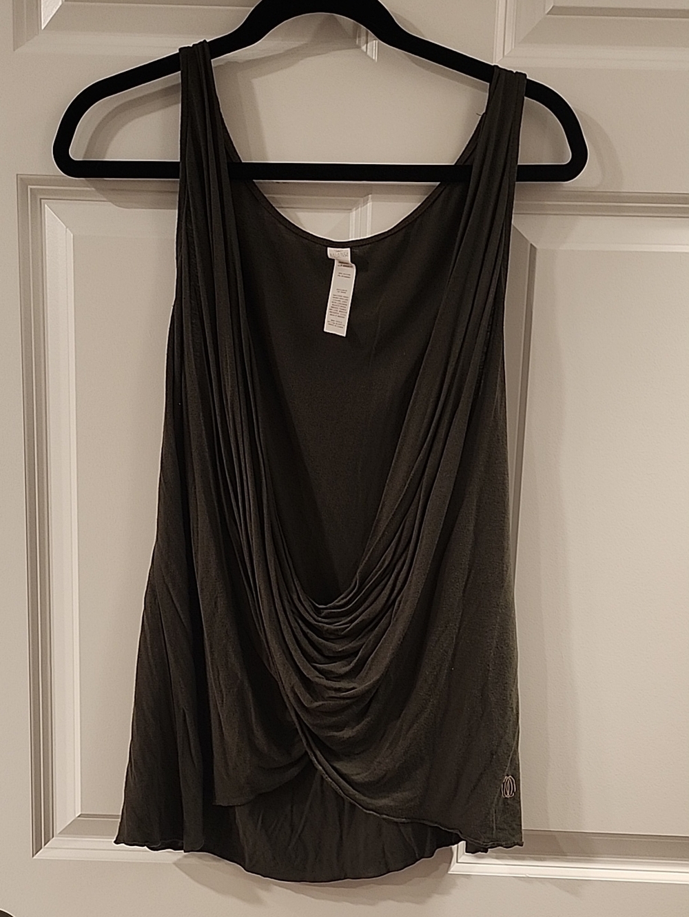 Balance Collection Draped Tank Top in Dark Olive Green Size Large